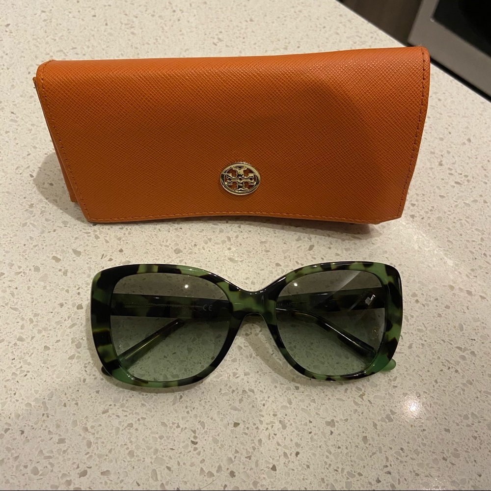 Tory Burch green tortoise sunglasses